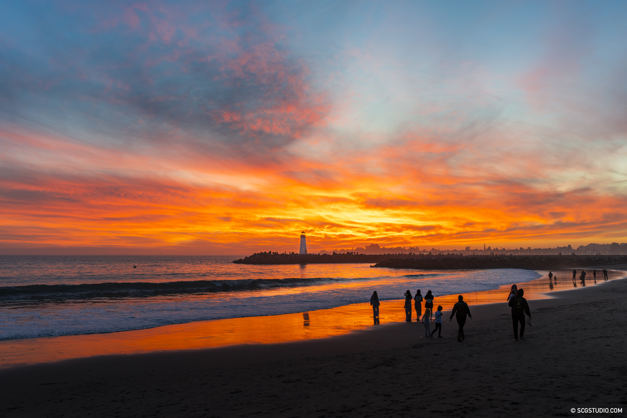 The golden hour at the Santa Cruz Breakwater Lighthouse